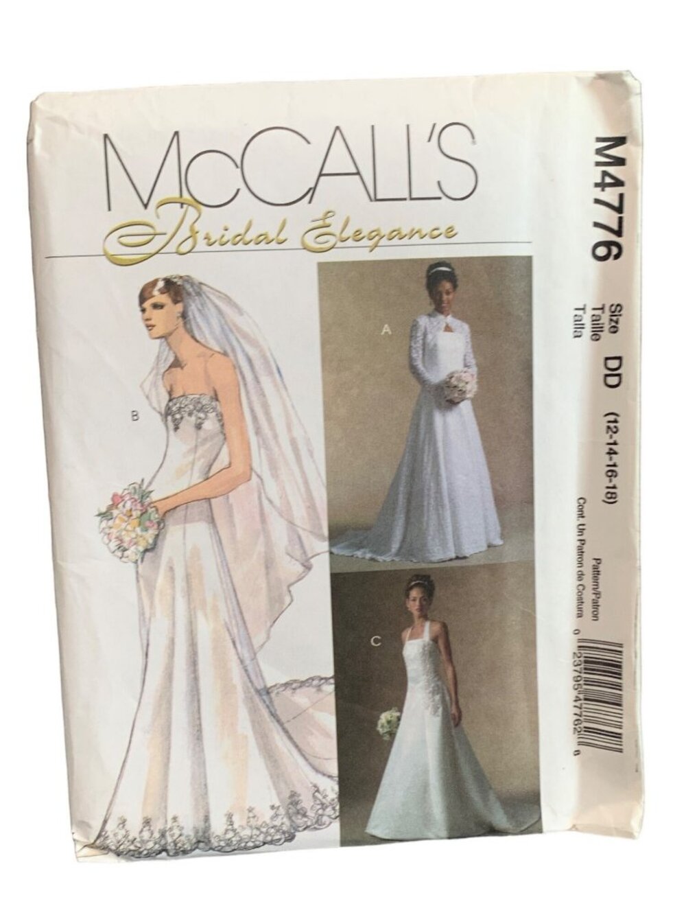 McCalls Bridal Elegance Womens Pattern M4776 Size 12-14-16-18 Uncut